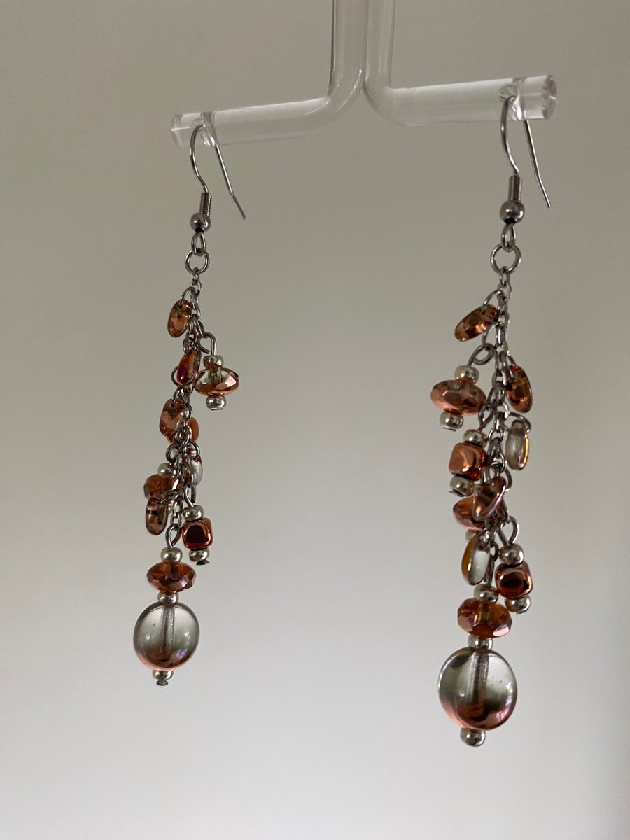 Leeza - Copper colour charm earrings 