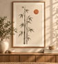 Bamboo and Moon Wall Art - Japandi Zen Print (Physical Print)