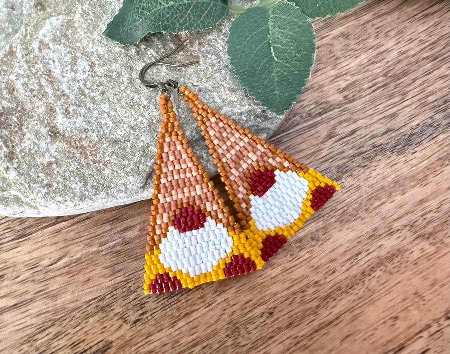 Autumn inspired bead woven Gnome earrings