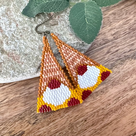 Autumn inspired bead woven Gnome earrings