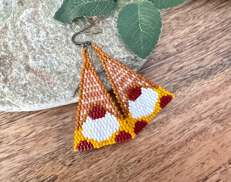 Autumn inspired bead woven Gnome earrings