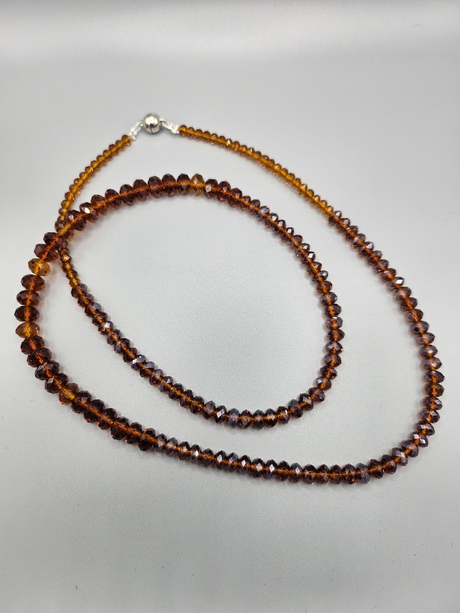 Long Amber beaded necklace 