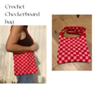 Crochet red and pink shoulder bag