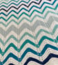 Shades of blue and aqua baby blanket, hand knitted in 100% cotton yarn. - Image 3