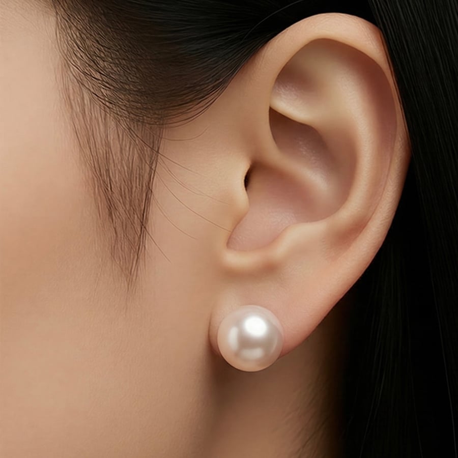 12mm Button Freshwater Pearl Sterling Silver Earrings