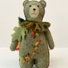 Woodland teddy bear, Autumn wall hanging embroidered bear