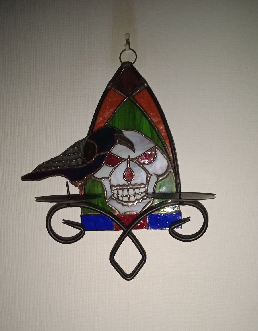"Grim Reaper" Stained Glass Gothic Candelabra Hanging Decoration