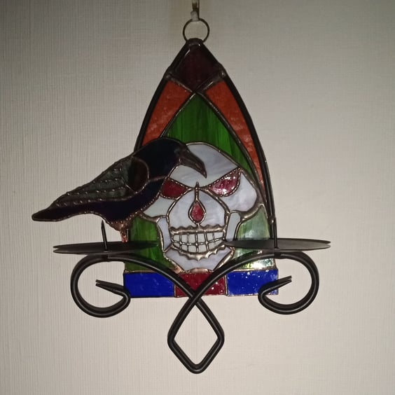 "Grim Reaper" Stained Glass Gothic Candelabra Hanging Decoration