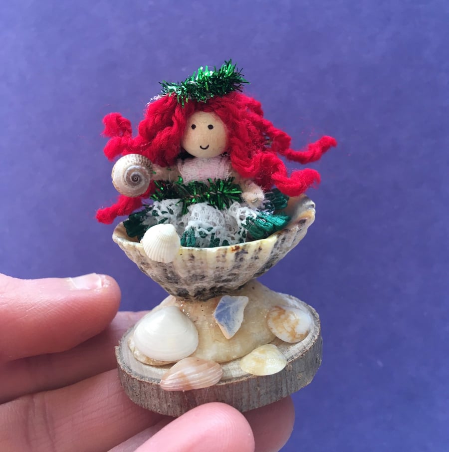 Extra Tiny Fairy Decoration - Sea Shell Fairy, Sea Themed Home Decor