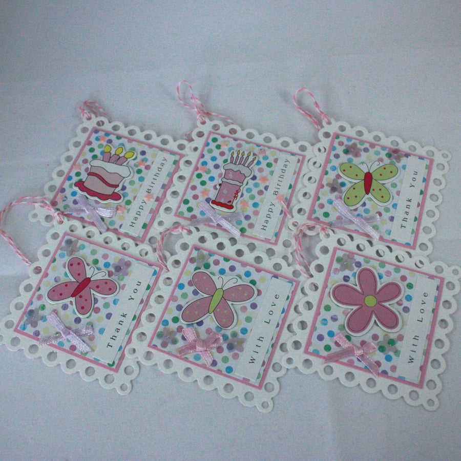 Set of 6 multi-occasion, handmade, pastel gift tags