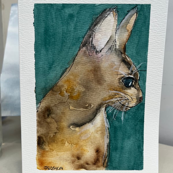 Cat watercolour greeting card