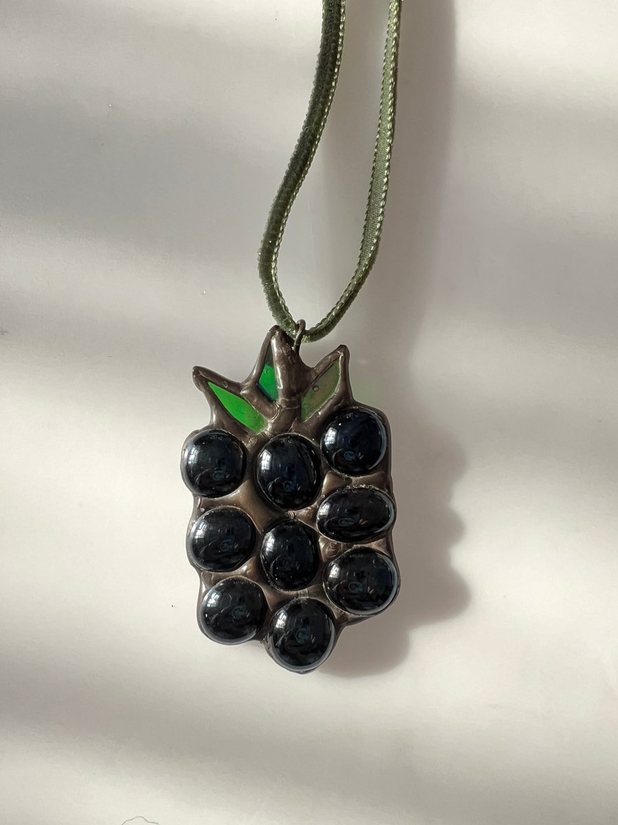 Stained glass blackberry in black patina - perfectly imperfect