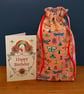 Bug and Butterfly Reusable Gift Bag - Colourful Drawstring Fabric Bag - Image 2
