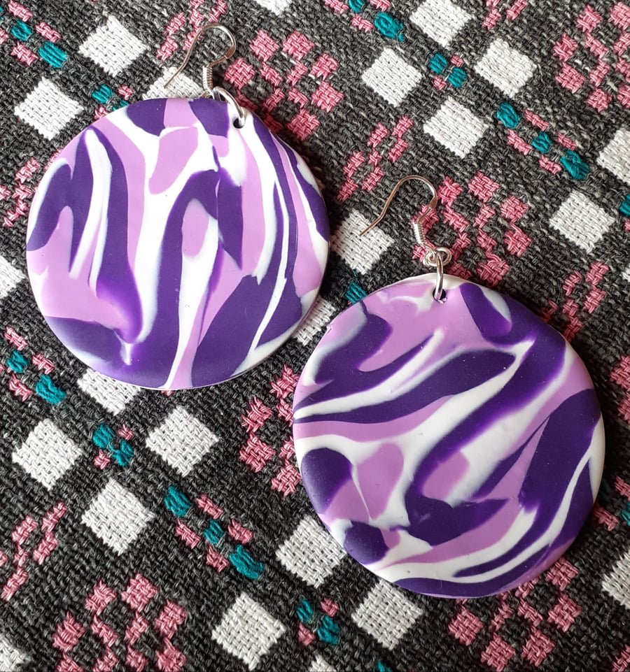 Purple Swirly Earrings 