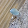 Sterling silver bezel set sea glass ring , Size P