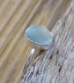 Sterling silver bezel set sea glass ring , Size P - Image 1