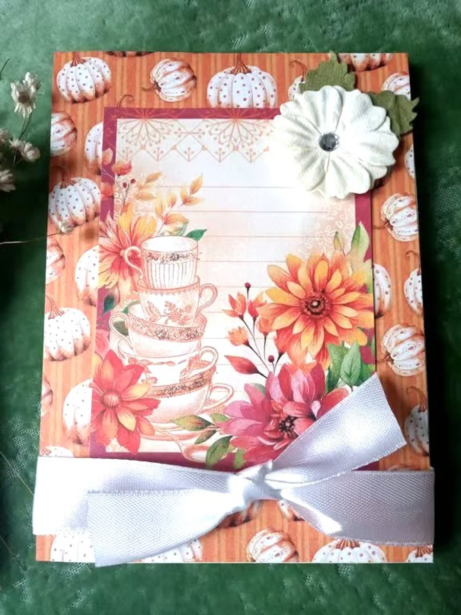 Autumn pumpkin Card - Greeting Card - Teacup Card - Treasured Keepsake
