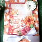 Autumn pumpkin Card - Greeting Card - Teacup Card - Treasured Keepsake
