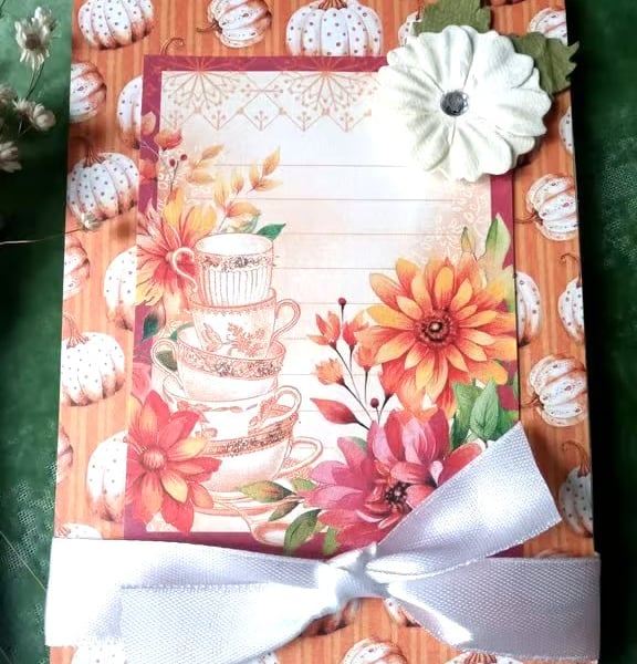 Autumn pumpkin Card - Greeting Card - Teacup Card - Treasured Keepsake