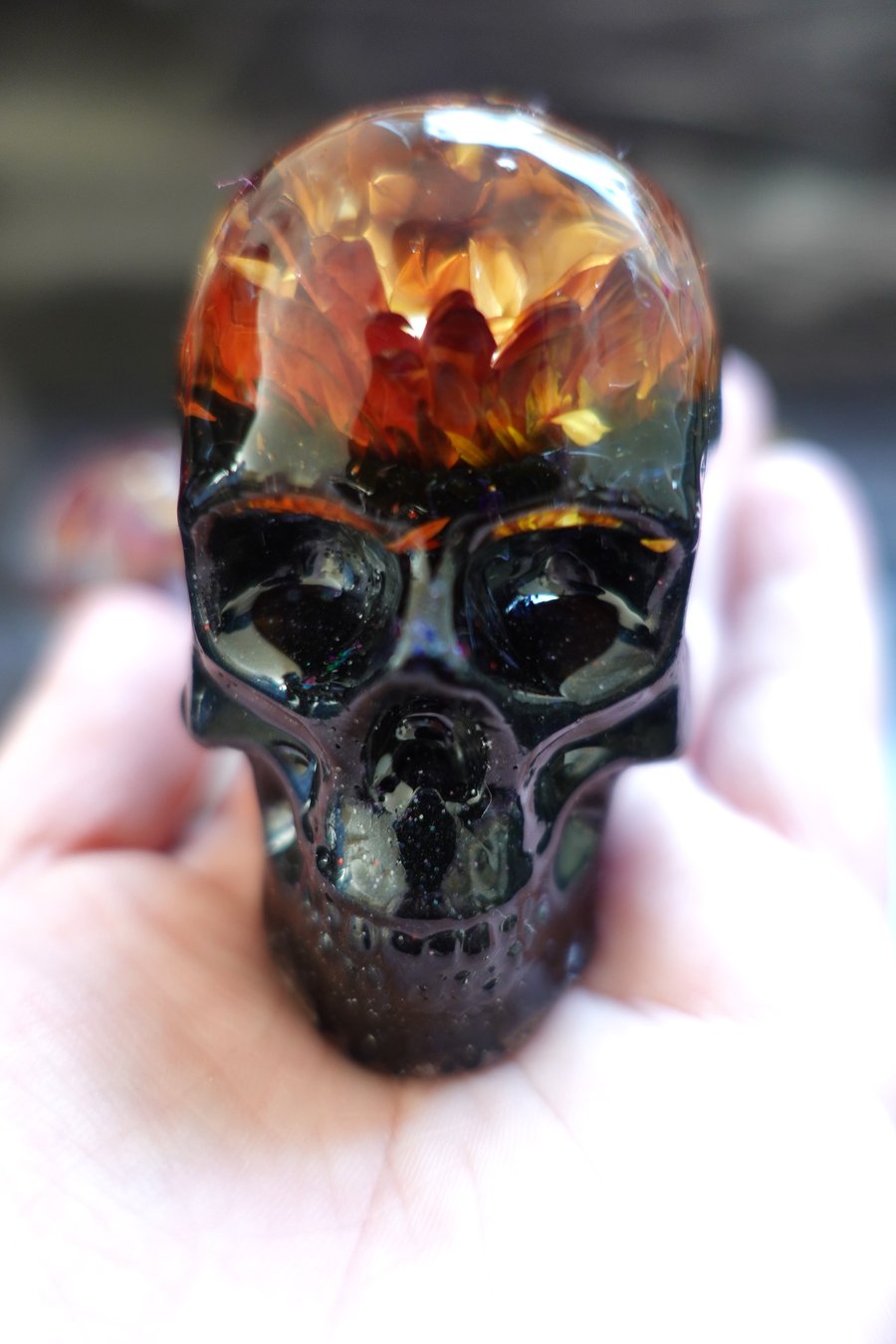 MEDIUM Resin Skull Ornament PERSONALISED skull,Custom skull with flowers