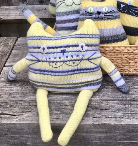 Summer Seconds Yellow stuffed cat cushion