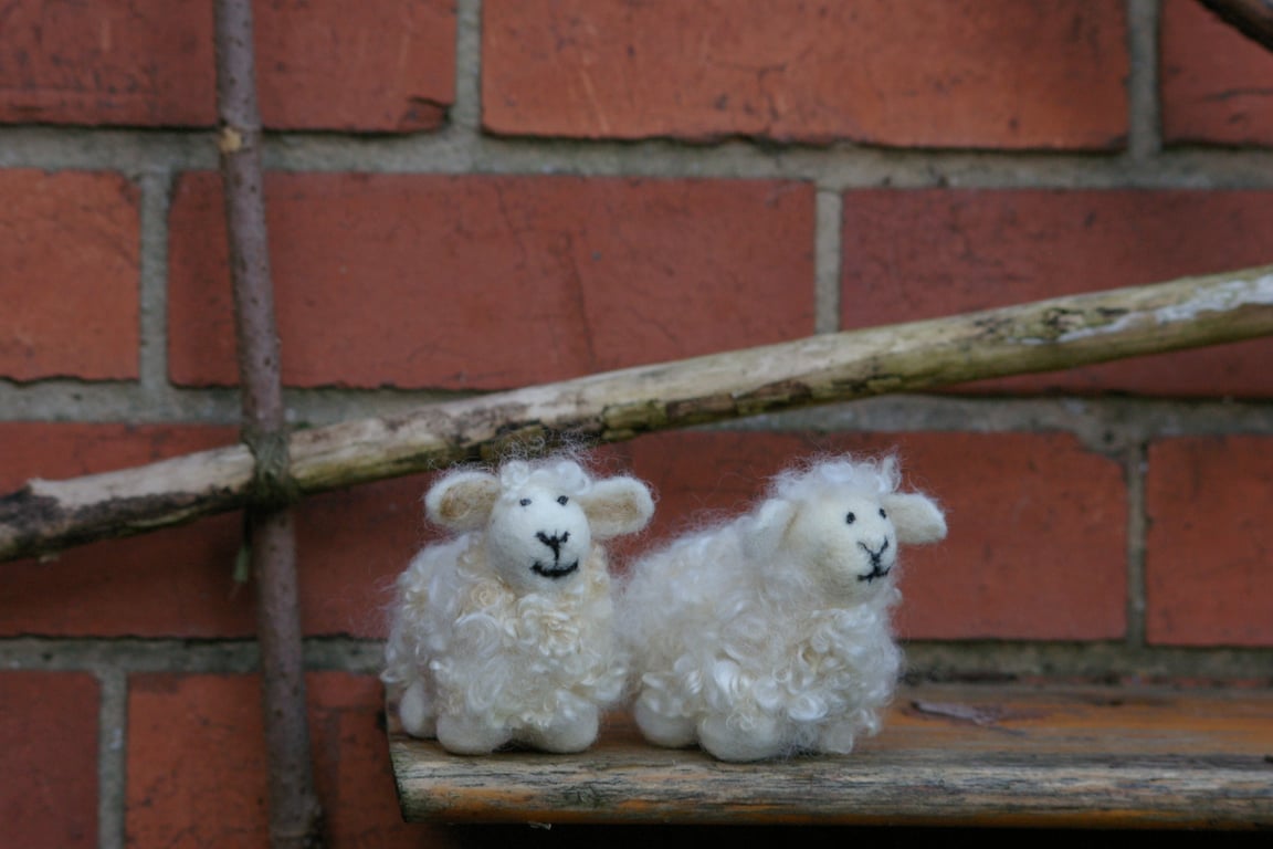 Handmade felted wool sheep ornament