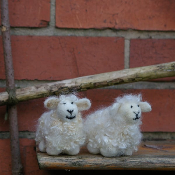 Handmade felted wool sheep ornament