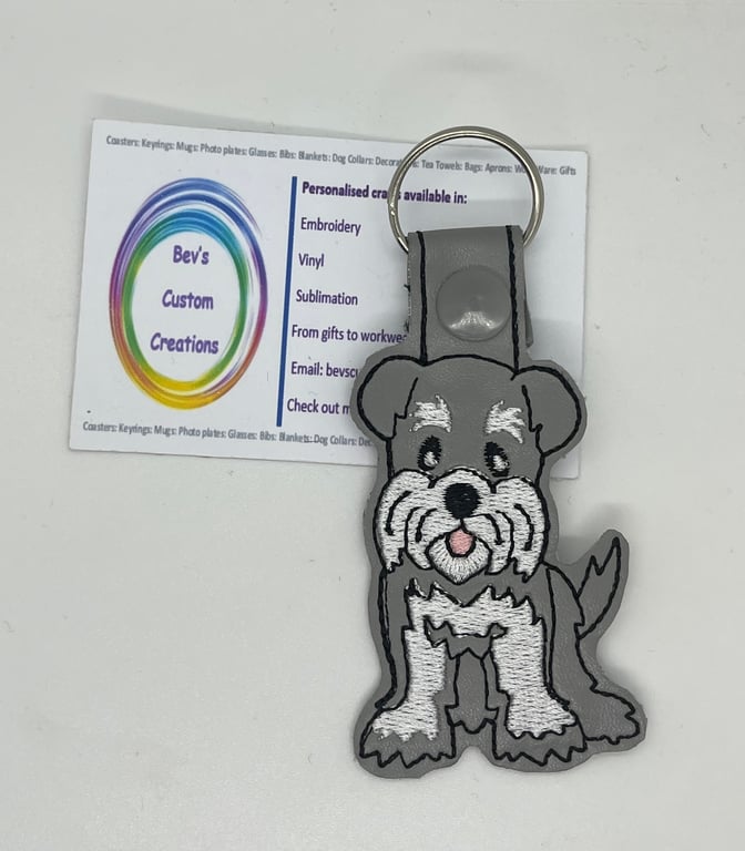 Embroidered Schnauzer Keyring