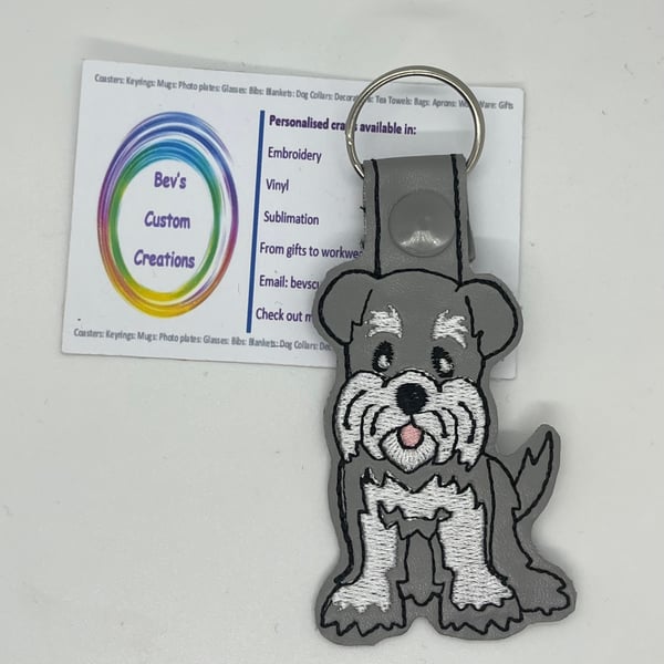 Embroidered Schnauzer Keyring