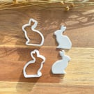 Set of 2 left and right Easter Bunny Polymer Clay Cutters for jewellery making