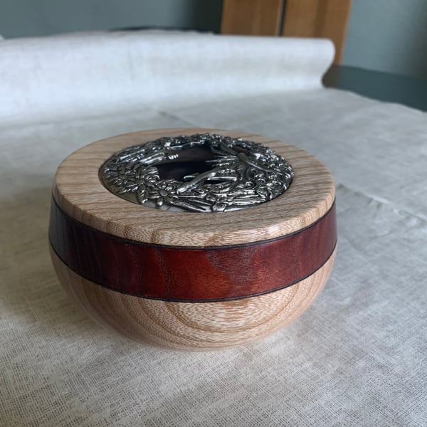 Pot Pourri in Ash hardwood with a Ruby coloured accent band.