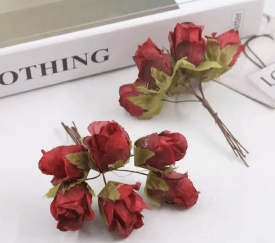 (SF015 red) 30 Pcs, 3cm Fabric Artificial Flowers  