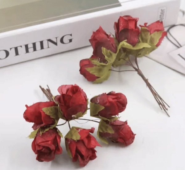 (SF015 red) 30 Pcs, 3cm Fabric Artificial Flowers  