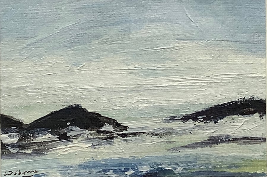 Rocky coast - original acrylic painting. Miniature.