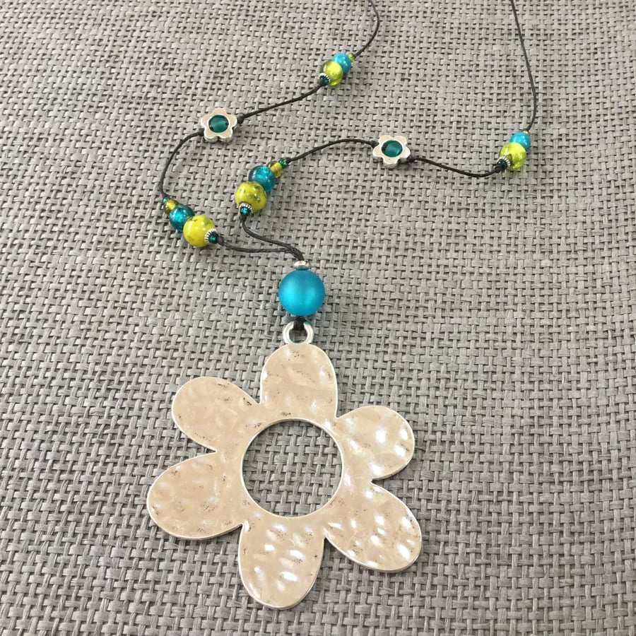 “Turquoise Flower”  pendant necklace