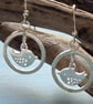 Beautiful Bird Dangle Hoop Earrings Sterling Silver 925 Artisan Silver 