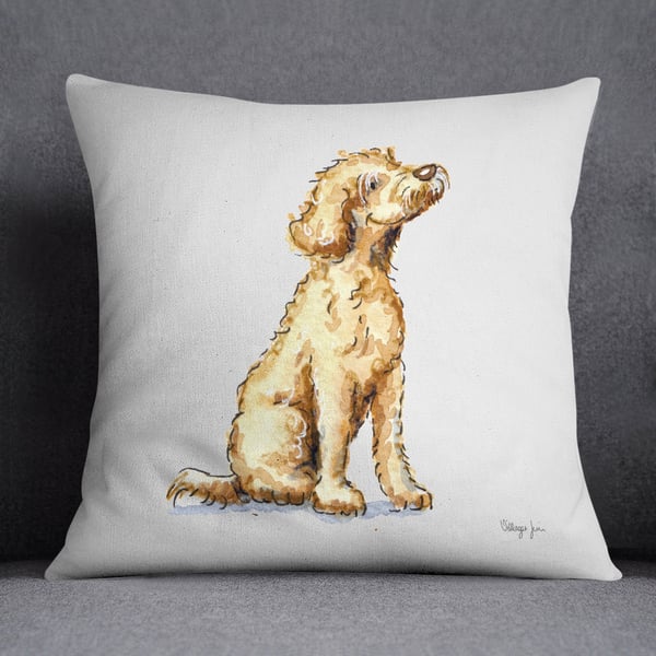 Labradoodle Yellow Sitting Cushion