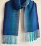Deep Blue Sea Cotton and Silk Herringbone Summer Scarf