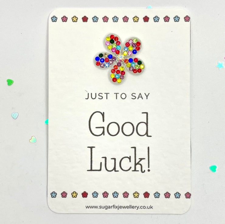 Good Luck Multi Coloured Flower Pocket Hug Gift - Folksy