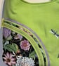 Bright green hobo style shoulder bag ,Flowers and dragonfly  - Image 2