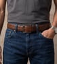 Mustard Tan Full Grain Crocodile Embossed Belt Gold-Tone Buckle Mens 38mm - Image 3