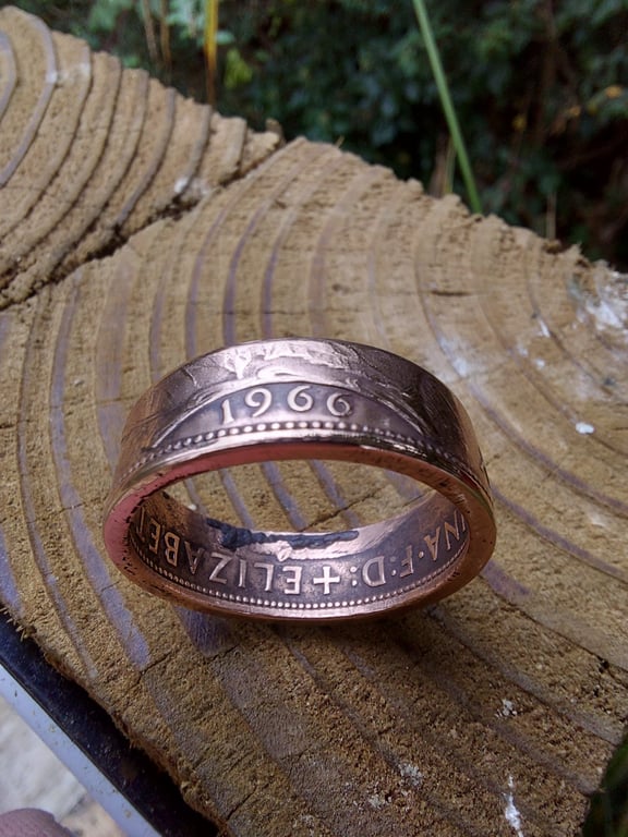 1966 World Cup Year Old Penny Coin Ring UK Size Z and a Half 