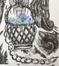 Ink drawing of Staffordshire dog figure - Image 5