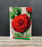 Handmade A6 Notebook, Sketchbook, 1950s Vintage Fabric, Red Roses, Purple Tulips