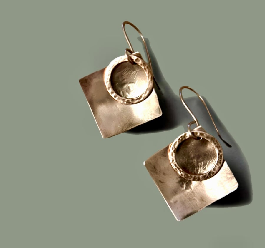  Earrings Oxidised Domed Copper 7 Yr Anniversary, Freepost 