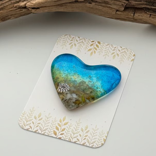 Fused Glass Heart - Seascape