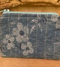 Blue Chambray Floral Fabric Quilted Mini Purse - Image 1