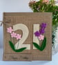 21st Handmade Birthday Card from felt. Keepsake Card. Textile card. - Image 1