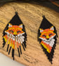 Orange fox bead woven fringe earrings - Image 4