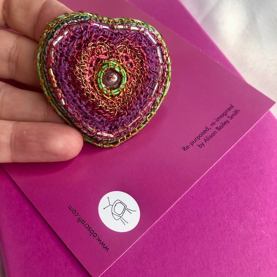 Heart brooch - sustainable jewellery